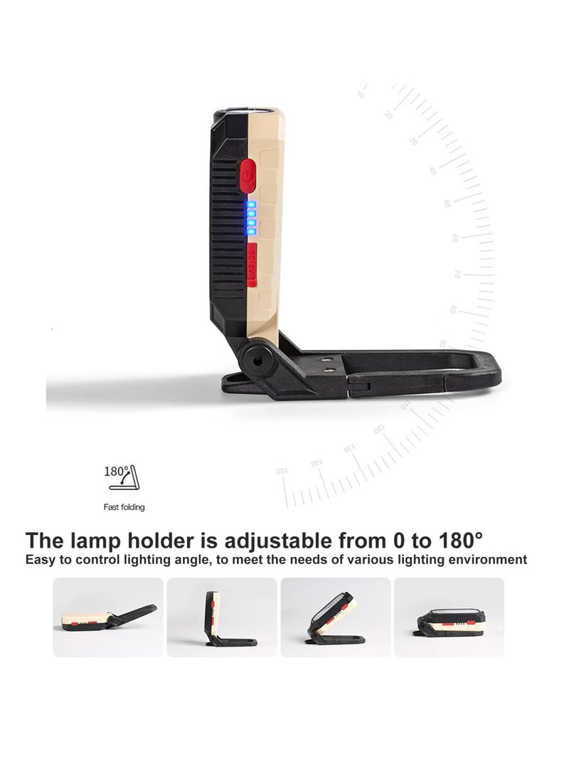 مصباح عمل LED قابل لإعادة الشحن، 2200 مللي أمبير/ساعة، 1200 لومن، مقاوم للماء، قابل للطي، قابل للتعديل، كشاف مغناطيسي لاسلكي، مصباح ميكانيكي بأربعة أوضاع إضاءة للتخييم، والمشي لمسافات طويلة، وصيد ال - Image 5