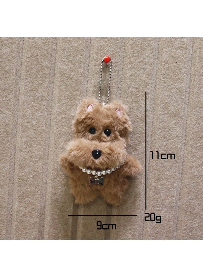 West Highland Plush Pendant Bag Hanging Cartoon Doll Puppy Doll Car Keychain-Specifications:Brown Necklace Bead Chain Style-Color:Pendant - Image 1