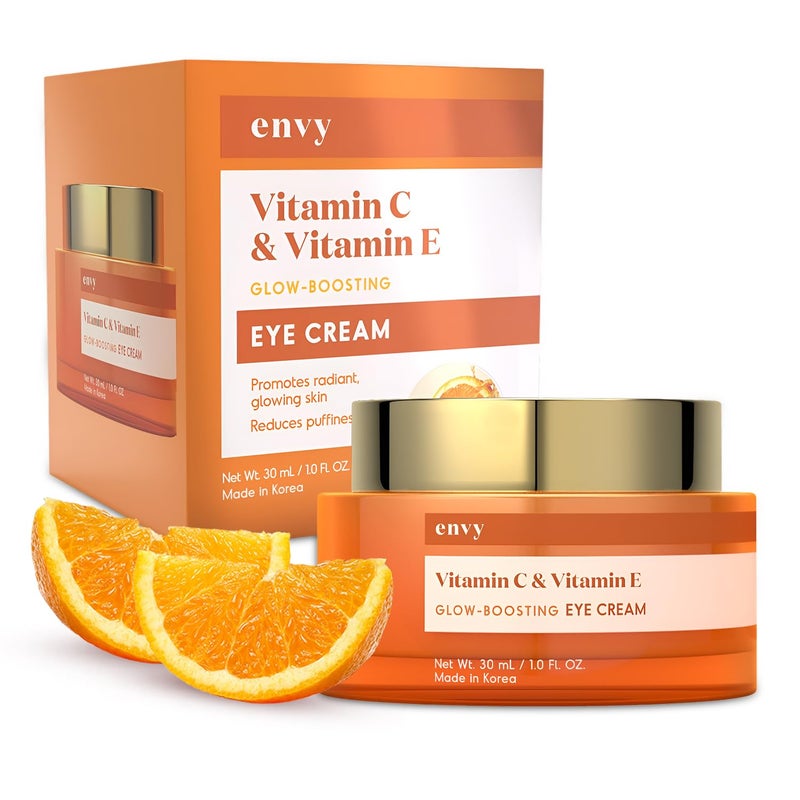 Envy Vitamin C & Vitamin E Under Eye Cream â€“ Visibly Improves Dark Circles & Puffiness â€“ Anti-Aging, Dermatologist Tested, Cruelty-Free Korean Skincare for All Skin Types â€“ 1.01 oz - Image 1