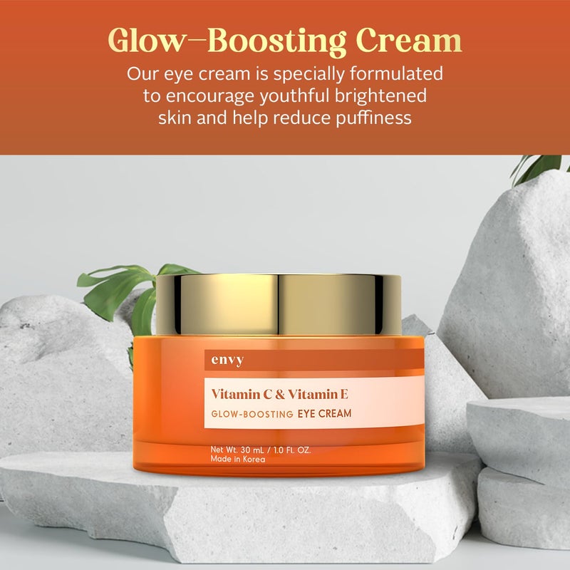 Envy Vitamin C & Vitamin E Under Eye Cream â€“ Visibly Improves Dark Circles & Puffiness â€“ Anti-Aging, Dermatologist Tested, Cruelty-Free Korean Skincare for All Skin Types â€“ 1.01 oz - Image 2