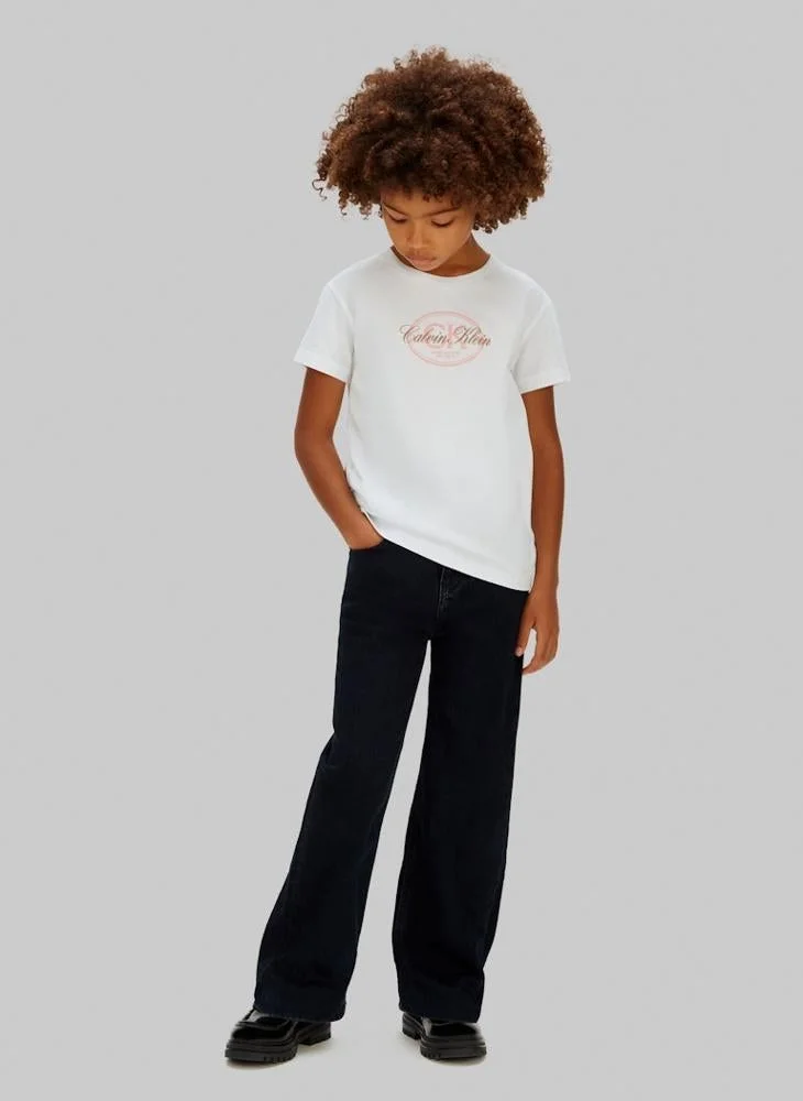 Calvin Klein Jeans  Kids Script Logo Short Sleeve T-Shirt for Women | Best Price UAE