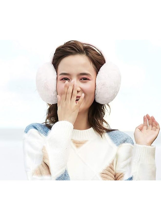 Winter Fake Fur Ear Muffs, Warm and Foldable for Women and Girls (White) - Image 3
