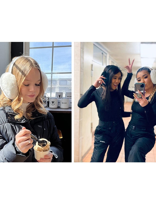 Winter Fake Fur Ear Muffs, Warm and Foldable for Women and Girls (White) - Image 5