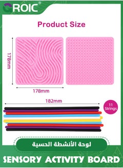 GROIC Larger Double-Sided Sensory Activity Board, Silicone Fidget Toy for Stress Relief, ADHD and Autism, Montessori Educational Learning Toys  for Kids & Adults Includes Travel Bag & 12 Strings (Pink)  - Image 2