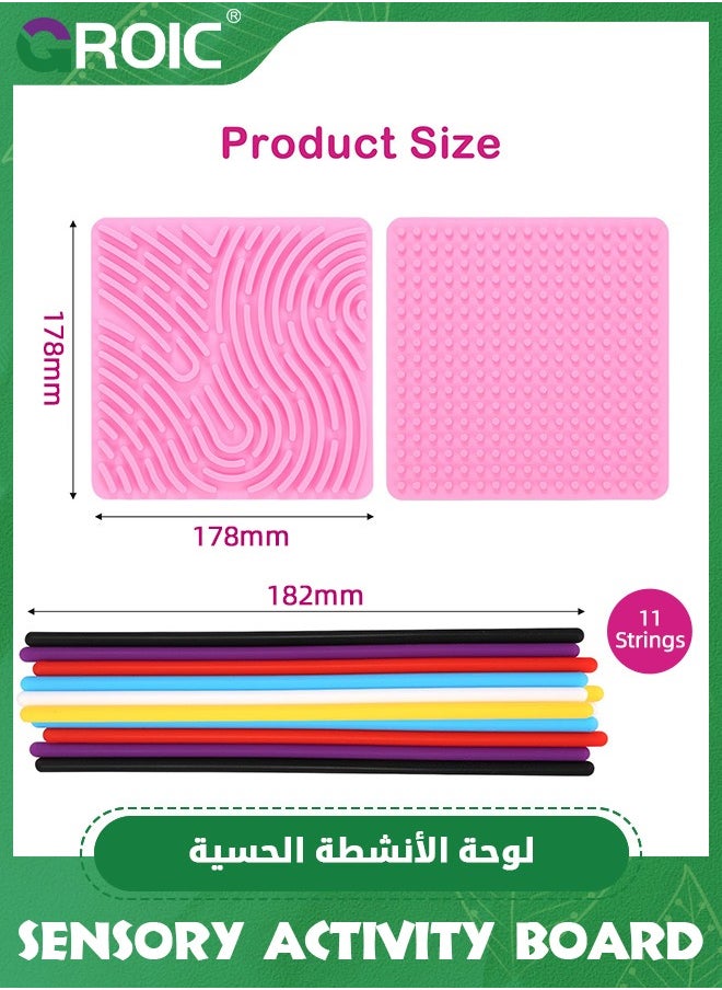 GROIC Larger Double-Sided Sensory Activity Board, Silicone Fidget Toy for Stress Relief, ADHD and Autism, Montessori Educational Learning Toys  for Kids & Adults Includes Travel Bag & 12 Strings (Pink)  - Image 2