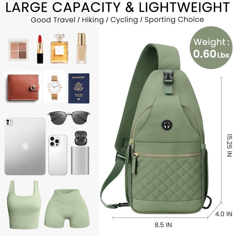 Vankor Small Crossbody Purses Bags for Women Men Travel, Chest Sling Bag Women Casual Cross Body Bag for Woman Sling Backpack Light Green - Image 2