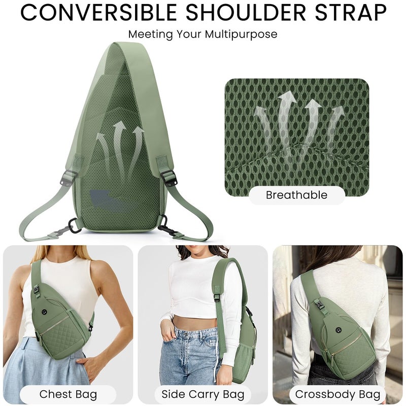 Vankor Small Crossbody Purses Bags for Women Men Travel, Chest Sling Bag Women Casual Cross Body Bag for Woman Sling Backpack Light Green - Image 4