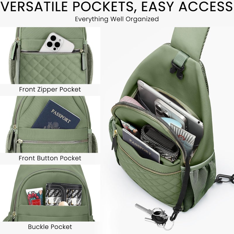 Vankor Small Crossbody Purses Bags for Women Men Travel, Chest Sling Bag Women Casual Cross Body Bag for Woman Sling Backpack Light Green - Image 5