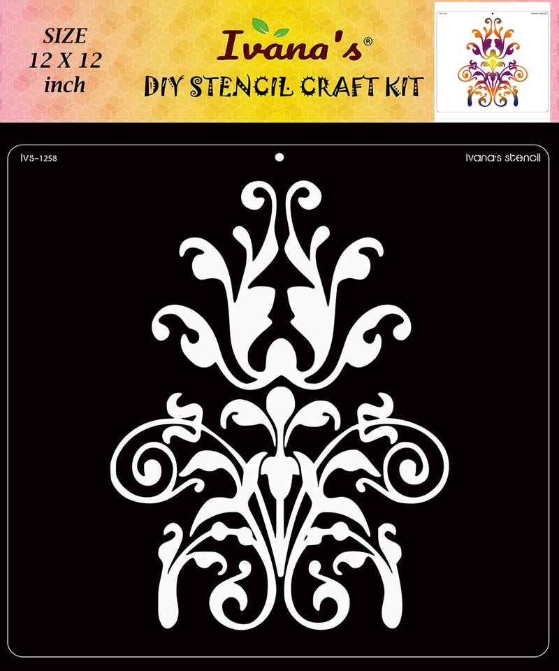 IVANA'S Modern Wall Design Stencil for Art & Craft, Reusable DIY Decorative Stencil for Painting on Canvas, Fabric, Cloth, Paper, Glass, Furniture and Wall, Size - 12 x 12 inch, IVS-1258, Off White - Image 1