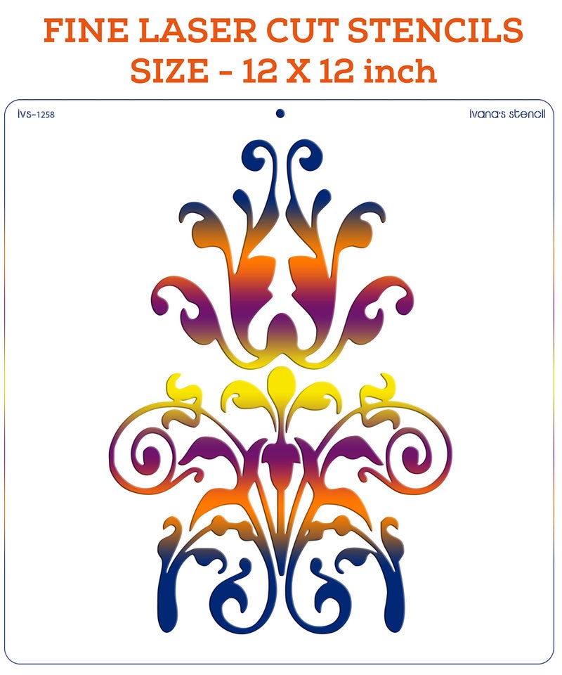 IVANA'S Modern Wall Design Stencil for Art & Craft, Reusable DIY Decorative Stencil for Painting on Canvas, Fabric, Cloth, Paper, Glass, Furniture and Wall, Size - 12 x 12 inch, IVS-1258, Off White - Image 3