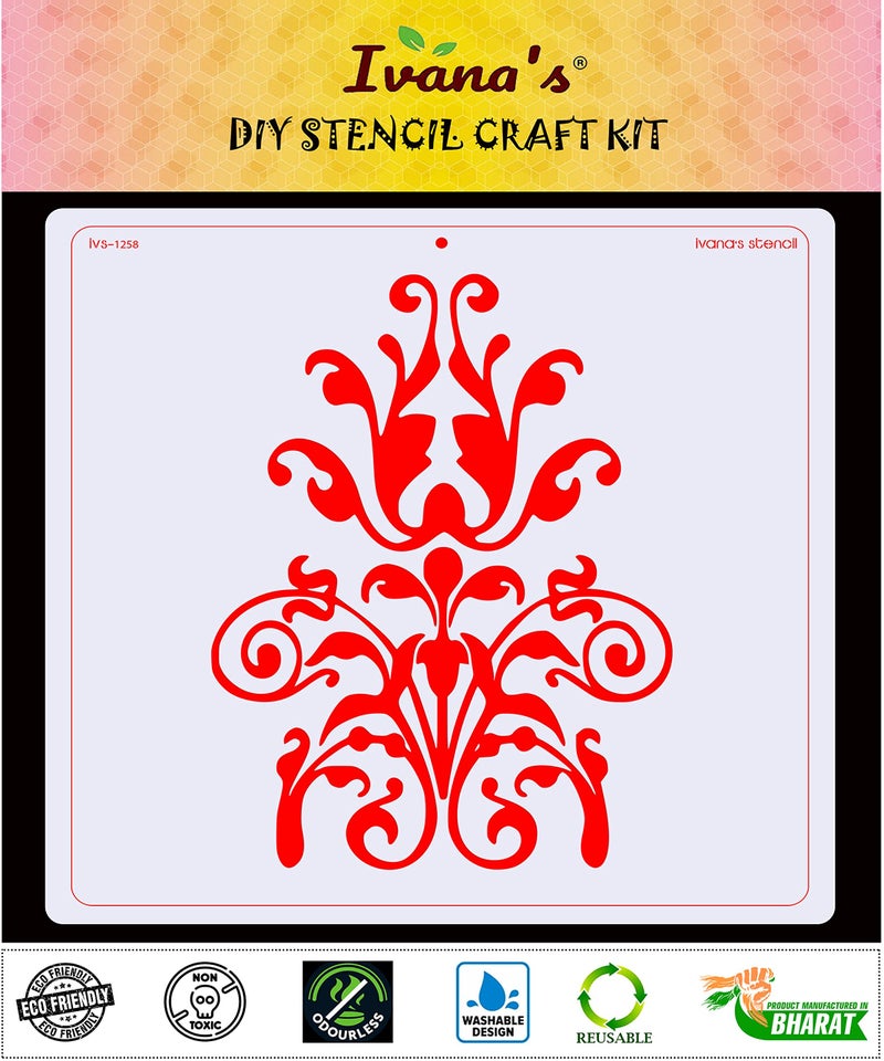 IVANA'S Modern Wall Design Stencil for Art & Craft, Reusable DIY Decorative Stencil for Painting on Canvas, Fabric, Cloth, Paper, Glass, Furniture and Wall, Size - 12 x 12 inch, IVS-1258, Off White - Image 2