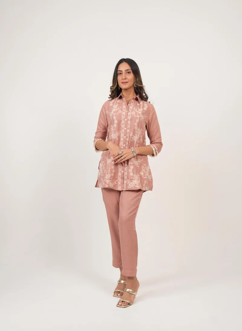 Lehar Lehar Pink Blossom Embroidered & Sequinned Co-Ord Set