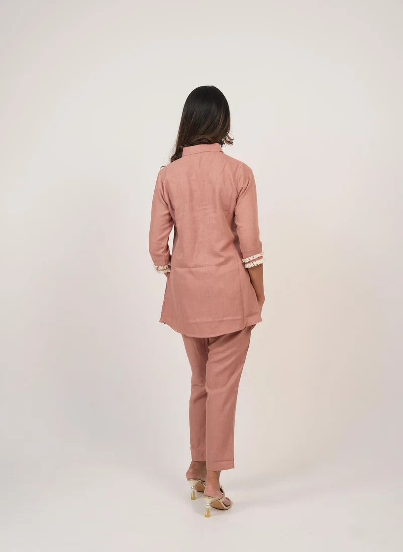Lehar Lehar Pink Blossom Embroidered & Sequinned Co-Ord Set