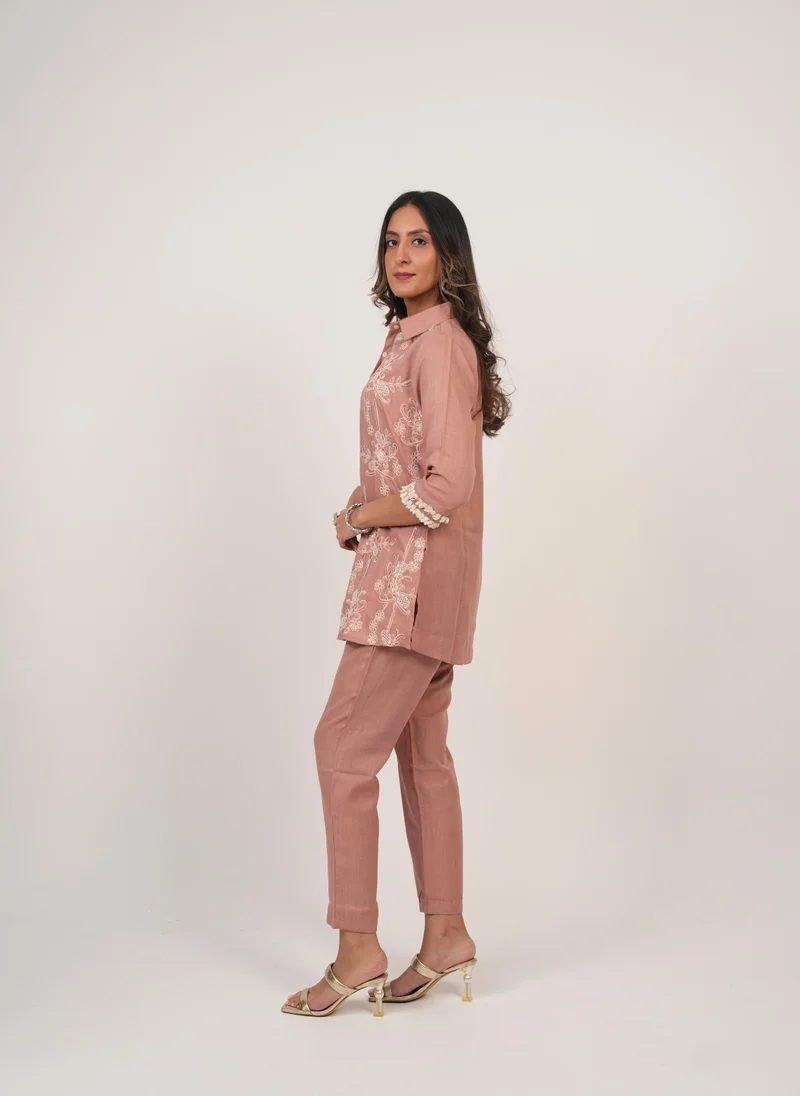 Lehar Lehar Pink Blossom Embroidered & Sequinned Co-Ord Set