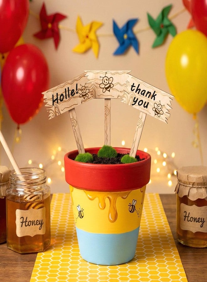 Zhanmai 12 Pcs Wood Mini Food Sign and Artificial Moss Rocks Classic Honey Bear Wooden Food Labels for Party Buffet Baby Shower Wedding First Birthdays Table Decoration - Image 4