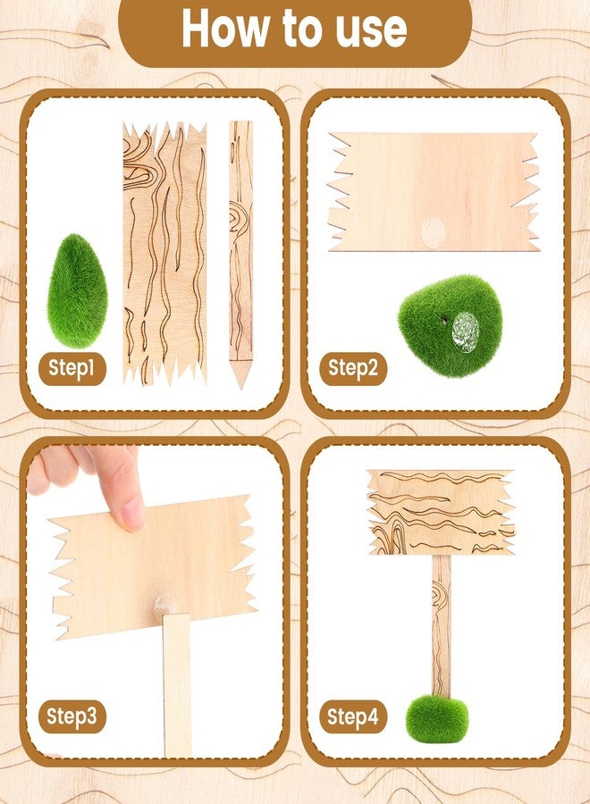 Zhanmai 12 Pcs Wood Mini Food Sign and Artificial Moss Rocks Classic Honey Bear Wooden Food Labels for Party Buffet Baby Shower Wedding First Birthdays Table Decoration - Image 3