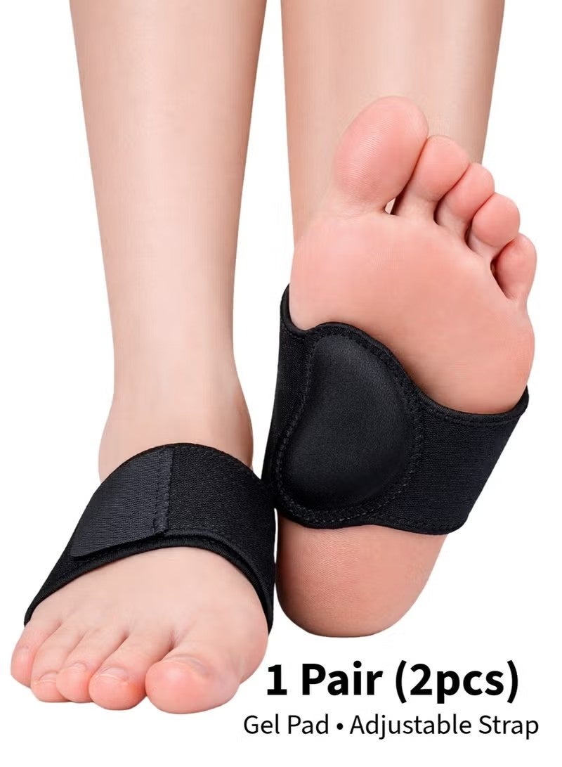 Arch Support Brace Wrap with Gel Pads – Flat Feet & Plantar Fasciitis Relief, Adjustable Foot Arch Support (Insole Alternative) for Walking/Standing – Unisex, 1 Pair (2pcs) - Image 1