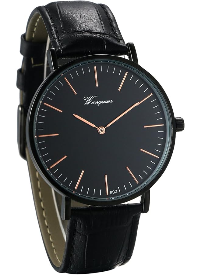 JewelryWe Damenarmbanduhr Lederband Farbe Gold Schwarz Einfache Uhr - Image 1