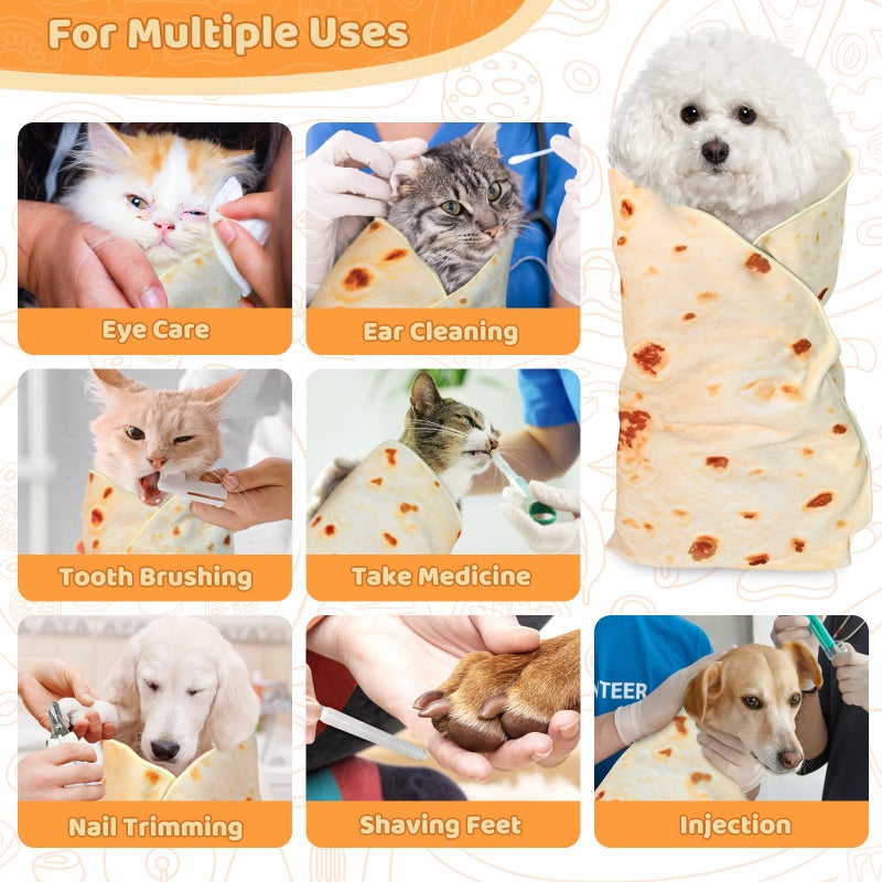MASHDE 31.5" Large Cat Grooming Wrap for Cutting Nails, Self-Stick Dog Cat Burrito Wrap with Nail Clippers Kit, Soft Tortilla Blanket Pet Tool Gifts for Multifunctional Care Medicine Anti-Escape - Image 3