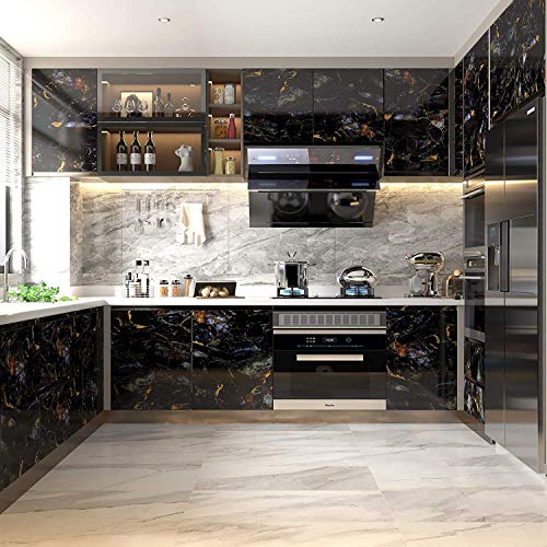 RedChimes Self-Adhesive Wallpaper Waterproof Old Furniture Vinyl Stickers Wooden Door Wardrobe Desktop PVC Wall Papers 45 X 304 CM- (Blue Marble) - Image 5