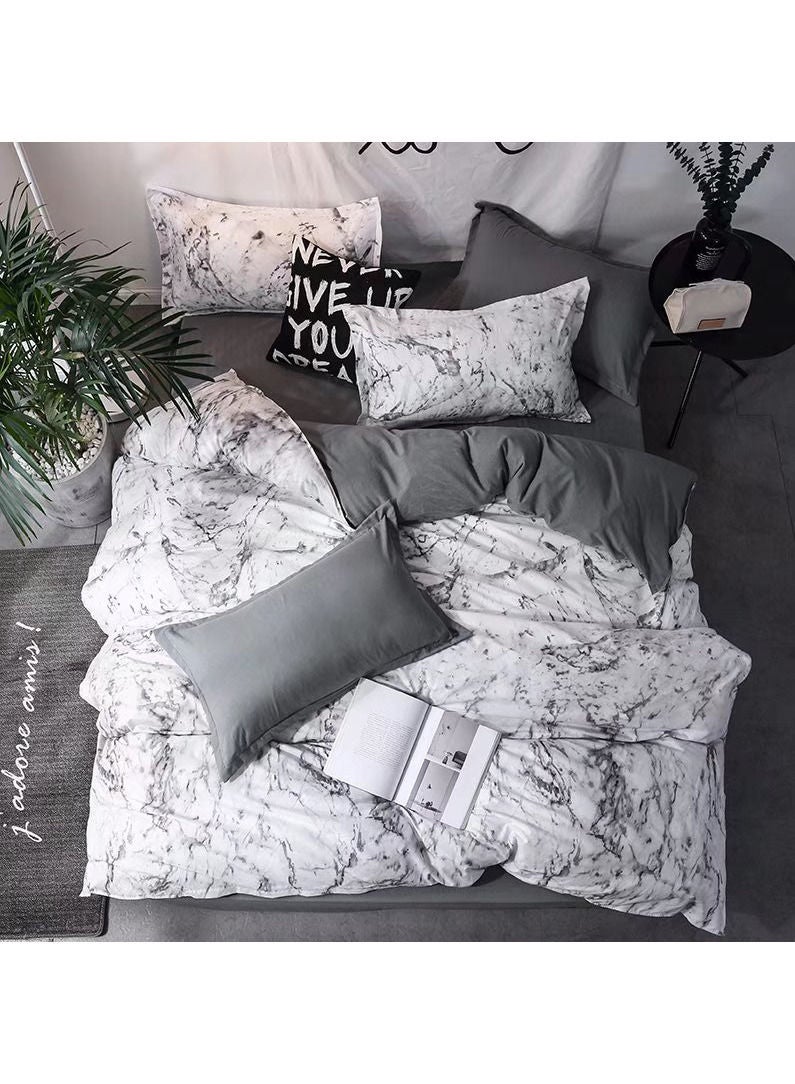 Soft and Breathable Single Size Fitted Bedsheet Set Skin Friendly Microfiber 4Pcs Bed Sheet Set Includes Duvet Cover Set With Fitted Sheet and Cozy Pillow Cases
