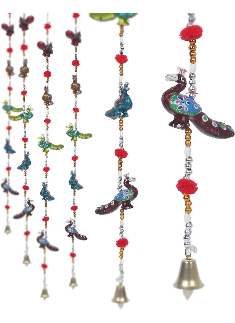 Handmade - handmade DECOR Hub Rajasthani Paper Mache Wall Door Hanging Diwali Decoration Pair Latkan Peacock Toran Traditional Art Antique for Entrance 96 cm - Image 1