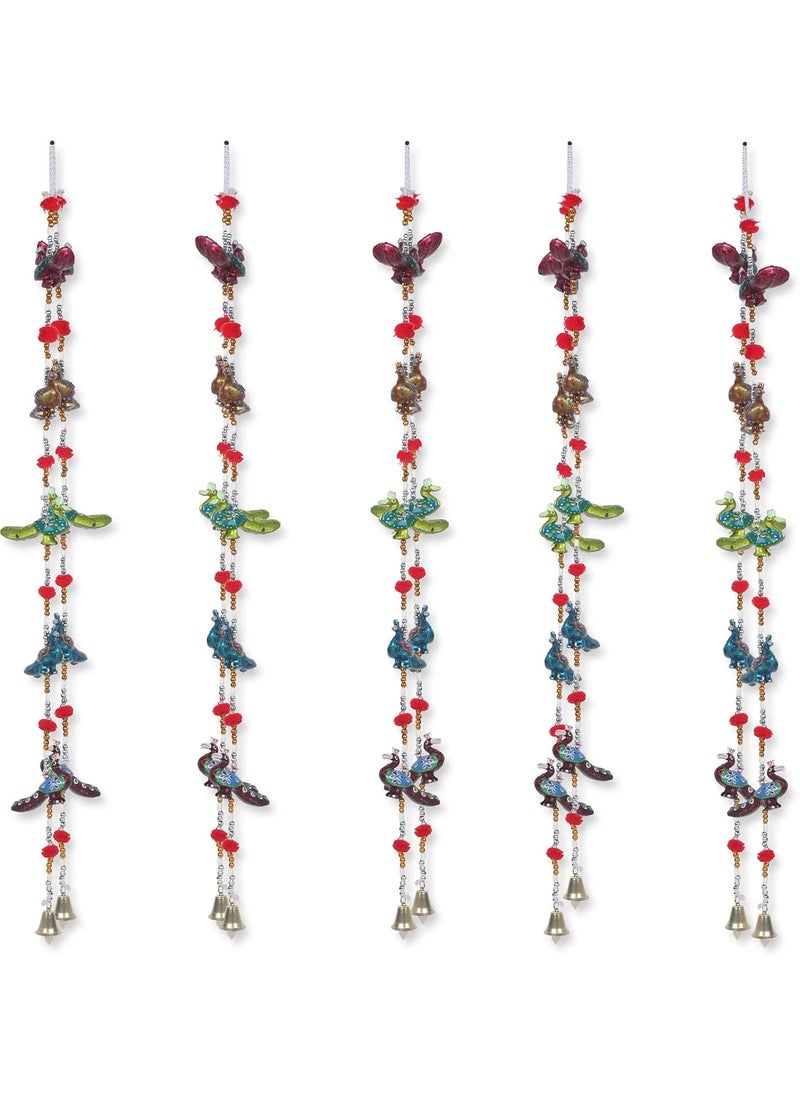 Handmade - handmade DECOR Hub Rajasthani Paper Mache Wall Door Hanging Diwali Decoration Pair Latkan Peacock Toran Traditional Art Antique for Entrance 96 cm - Image 1