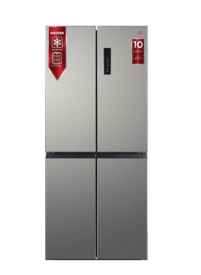 HOOVER 540 Liters Gross Capacity Cross Door Refrigerator, Dual Inverter Compressor With 10 Year Warranty, Touch Control Display, Metal Cooling, Crisper with Humidity Control, Steel Finish - HXD-M540-S 540 L HXD-M540-S Silver - Image 1