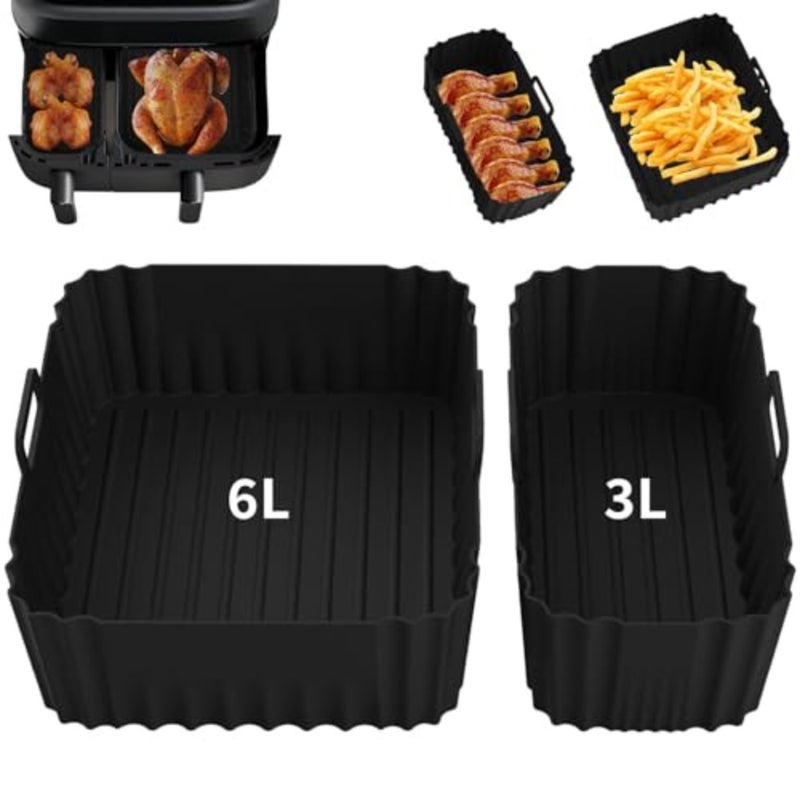 ملحقات مقلاة الهواء الساخن لـ Philips Airfryer 3000 NA350، عبوة مكونة من قطعتين من ملحقات مقلاة الهواء من السيليكون لـ Philips Steam Airfryer 5000 Series Dual Basket، Philips NA350 NA550 6L/3L - Image 1