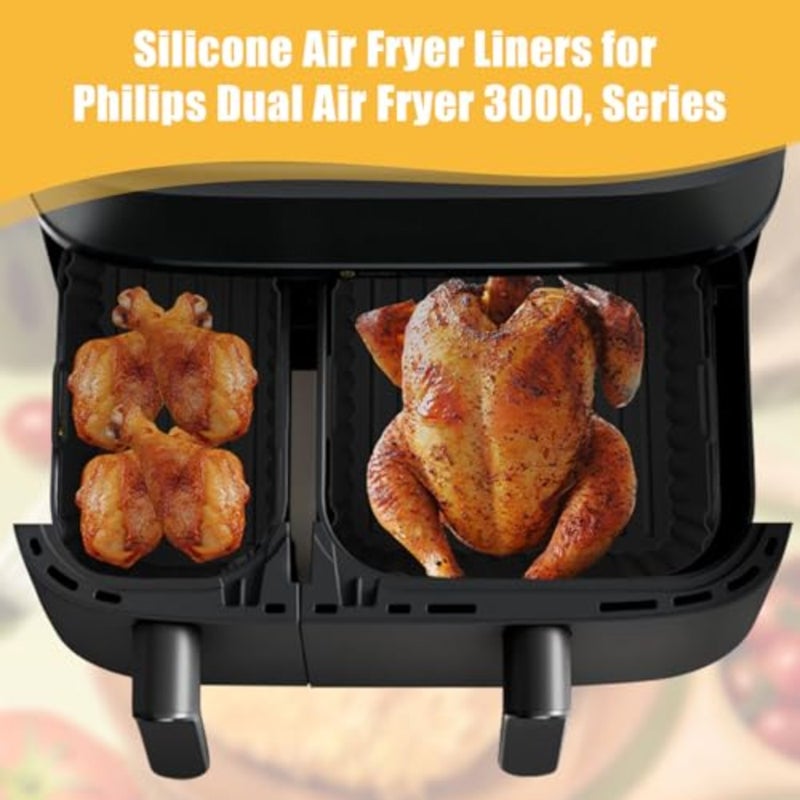 ملحقات مقلاة الهواء الساخن لـ Philips Airfryer 3000 NA350، عبوة مكونة من قطعتين من ملحقات مقلاة الهواء من السيليكون لـ Philips Steam Airfryer 5000 Series Dual Basket، Philips NA350 NA550 6L/3L - Image 2