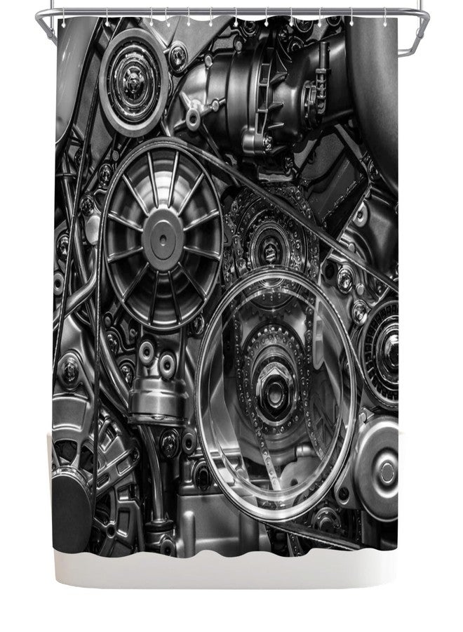 WELMECO Car Shower Curtain Engine Print Black Industrial Shower Curtain 72x72inch Polyester Fabric Bathroom Decor - Image 5