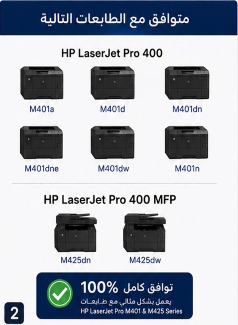 Taraf Compatible CF280A Black Toner Cartridge Replacement for HP 80A | HP LaserJet Pro M401a M401d M401dn M401dne M401dw M401n M425dn M425dw Printer - Image 3
