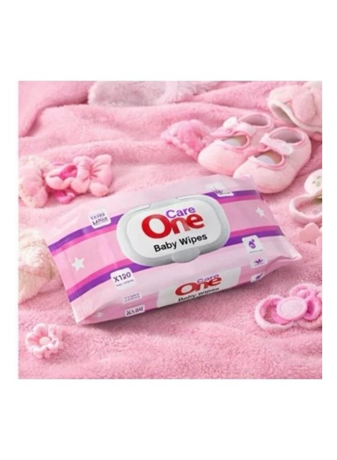 مناديل كير ون للأطفال كبيرة الحجم (الإصدار الوردي) - عبوة من 3 قطع (3 × 120 منديل) - ناعمة ولطيفة