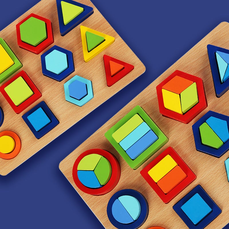 Children'S Geometric Shape Puzzle Wooden Toys Montessori Puzzle Graphics Multi-Functional Cognitive Early Education Educational Toys - Image 4