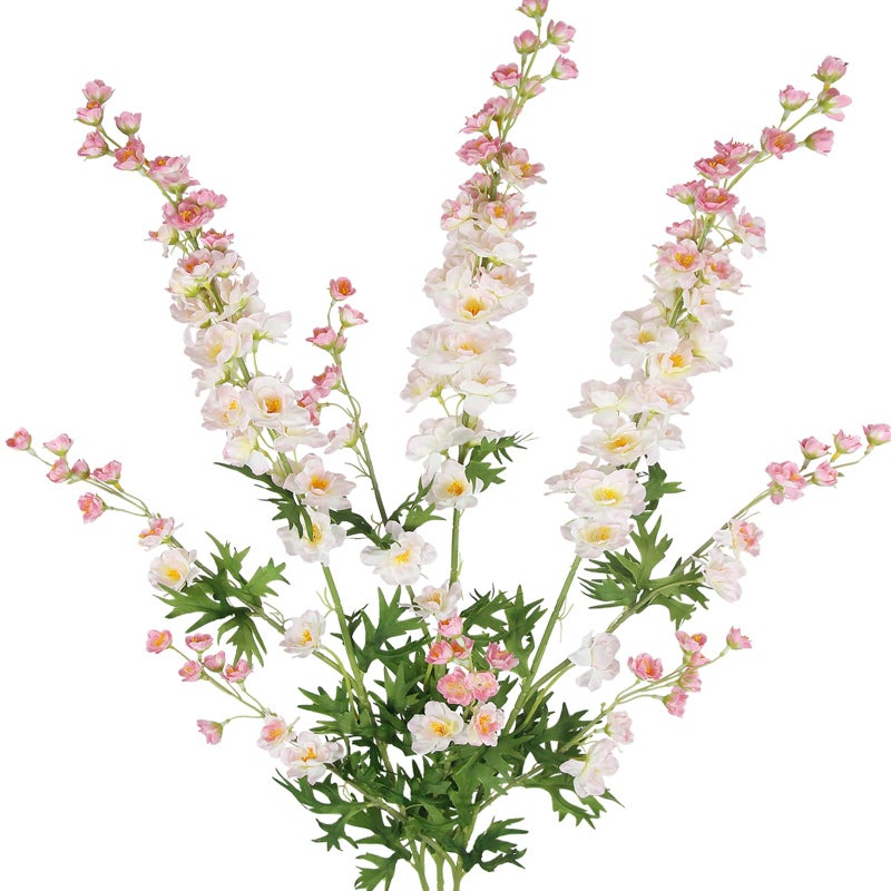 CITYES 3 Pcs Delphinium Artificial Flowers Bulk 35" Long Stem Silk Larkspur Flowers Artificial Snapdragon Flower Stems Pink Faux Bouquets for Tall Vase Floral Arrangements Home Outdoor Wedding Decor - Image 1