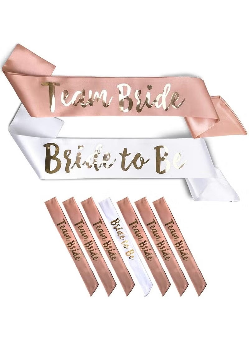 JOGAMS 7Pcs Team Bride Sash Set 1 White Bride Sash and 6 Rose Gold Team Bride Sash Bachelorette Party Supplies Bachelorette Sash Bridesmaid Sash for Wedding Engagement Bridal Shower - Image 2