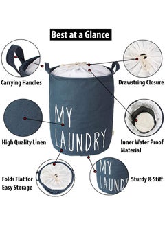 BLOOMING TIME Large Dirty Clothes Collapsible Canvas Bin Handle Laundry Hampers Basket  - Image 5