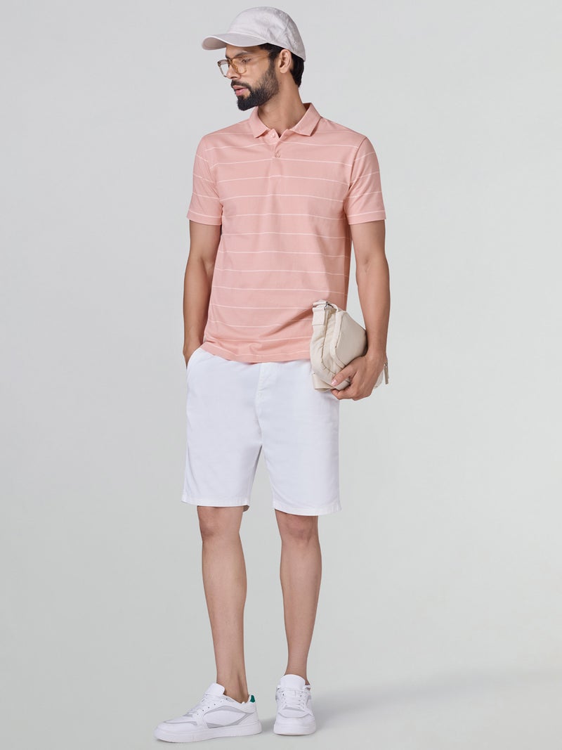 اكس واي اكس اكس تي شيرت بولو رجالي من XYXX Linea مخطط من القطن بأكمام نصفية - Image 2