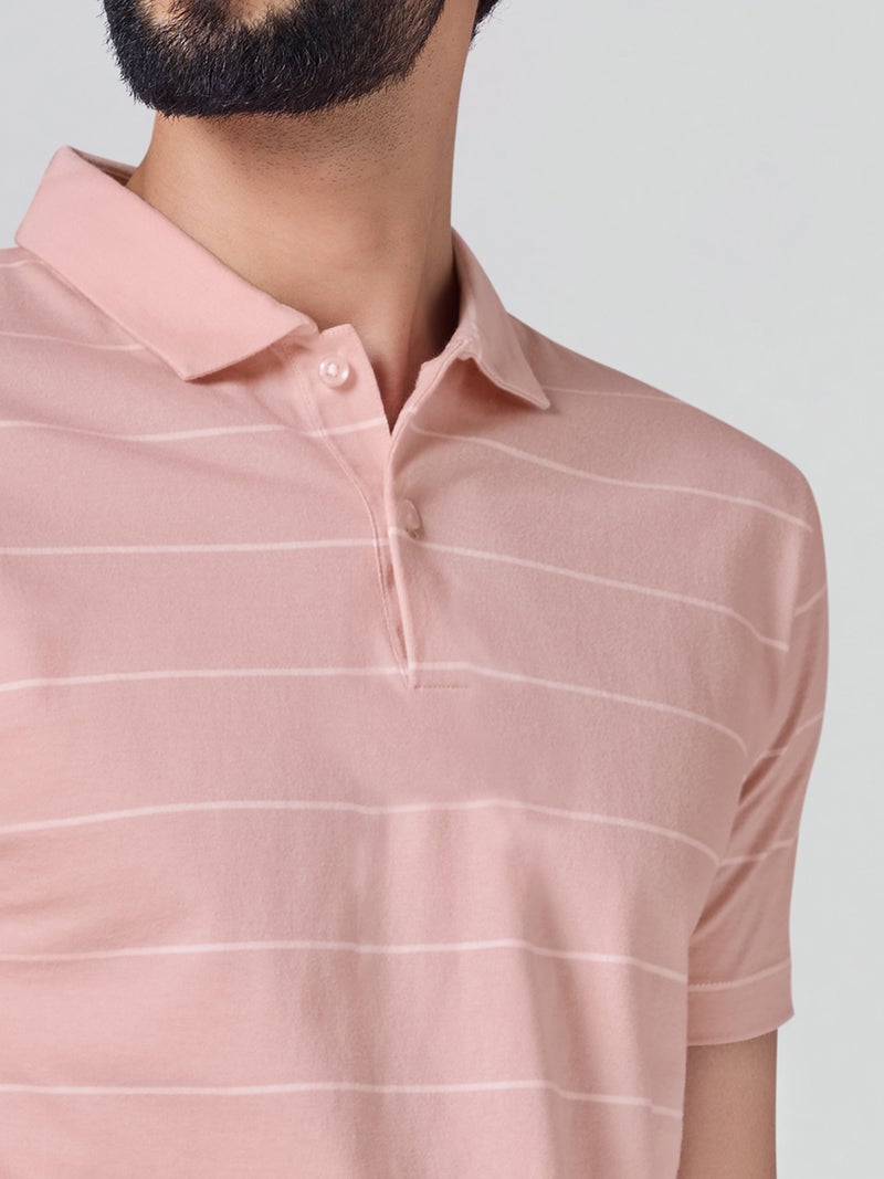 اكس واي اكس اكس تي شيرت بولو رجالي من XYXX Linea مخطط من القطن بأكمام نصفية - Image 5