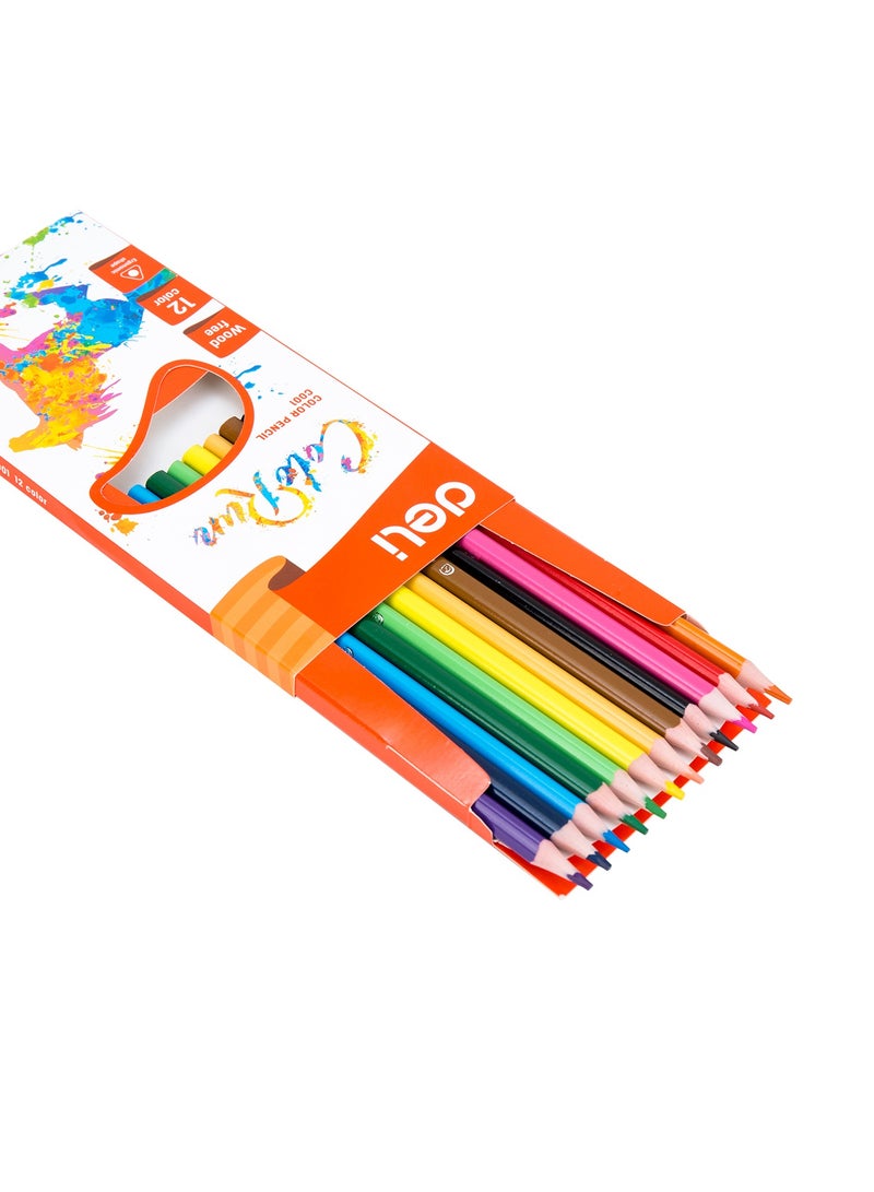 Deli EC00100 COLORUN PS Triangular Barrel Pre-Sharpened Colored Pencils, 12 Colors, 12PCS/Color Box, Eco-friendly, Ergonomic Grip - Image 4