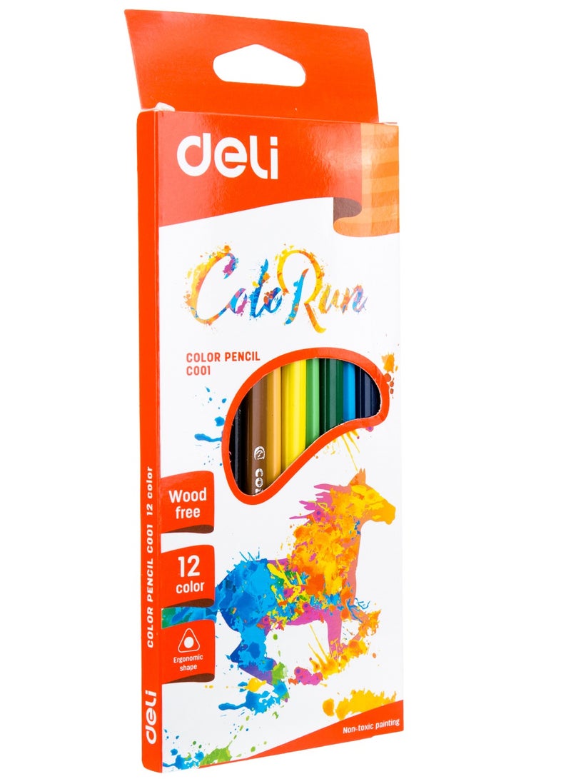 Deli EC00100 COLORUN PS Triangular Barrel Pre-Sharpened Colored Pencils, 12 Colors, 12PCS/Color Box, Eco-friendly, Ergonomic Grip - Image 5