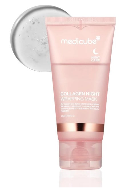 Medicube Collagen Overnight Wrapping Peel Off Facial Mask Pack,Elasticity and Hydration Care,Reduces Sagging and Dullness,Hydrolyzed Collagen for Glowing Skin,2.53 fl.oz