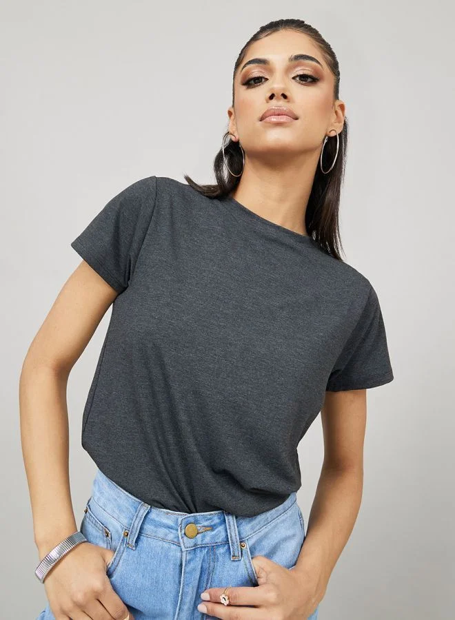 Styli Regular Fit Viscose Lycra Round Neck T-Shirt