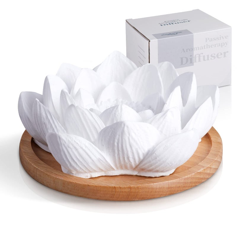 Suhatjia Passive Essential Oil Diffuser,Aromatherapy Passive Mini Ceramic Essential Oil Small Diffuser for Desk Office Home Gift (Lotus) - Image 1