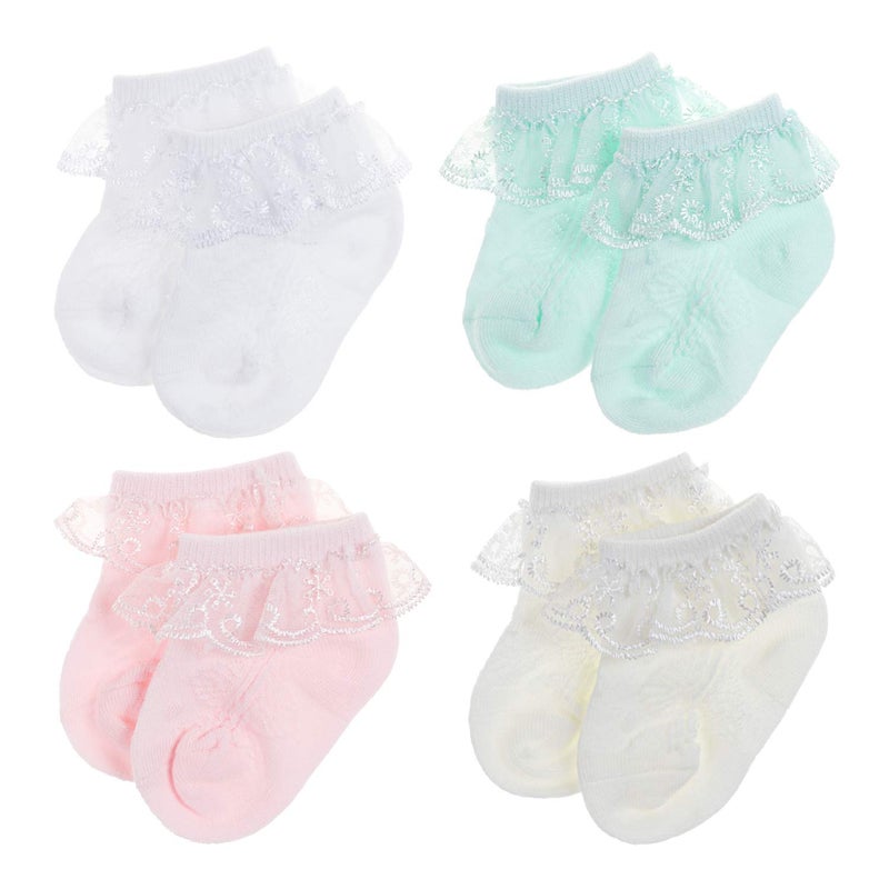 DRESHOW BQUBO Baby Girls Socks Infant Lace Sock Newborn Socks Eyelet Ankle Dress Sock