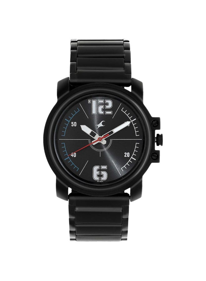 fastrack Fastrack Watch with Black Stainless Steel Strap for Guys 3039NM02, Black, Free Size, bracelet  - Image 1