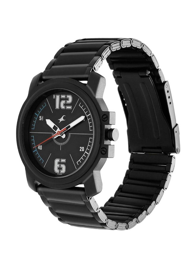 fastrack Fastrack Watch with Black Stainless Steel Strap for Guys 3039NM02, Black, Free Size, bracelet  - Image 3
