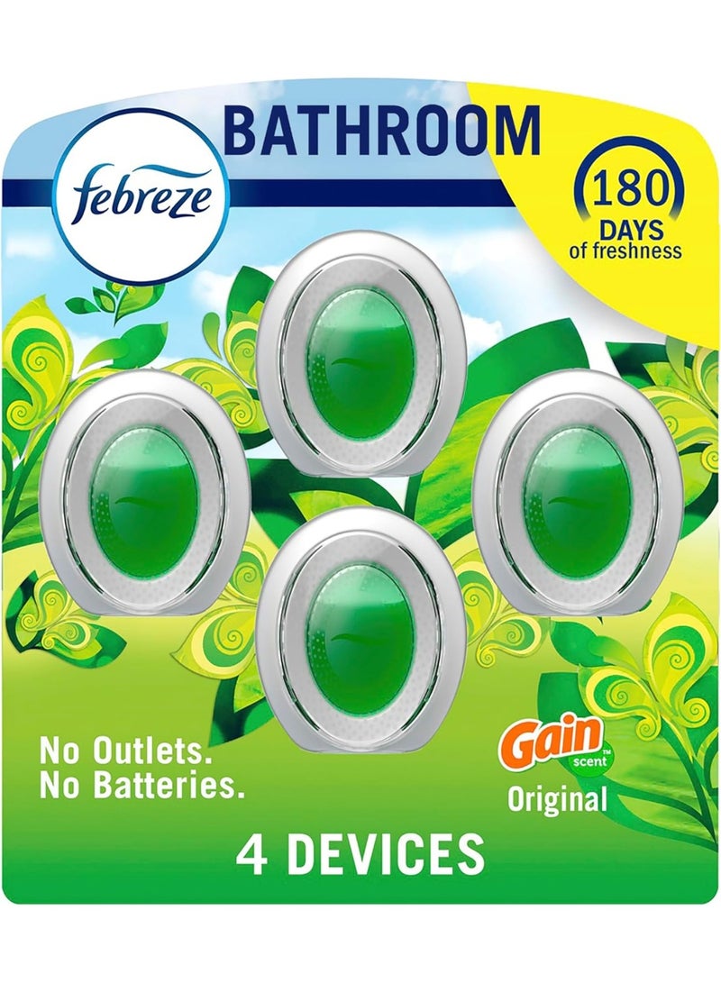 febreze Febreze Bathroom Air Freshener, Odor-Fighting, Plug In Alternative, Air Fresheners for Home and Bathroom and Kitchen, Closet Air Fresheners, Gain Original Scent, 4 Count