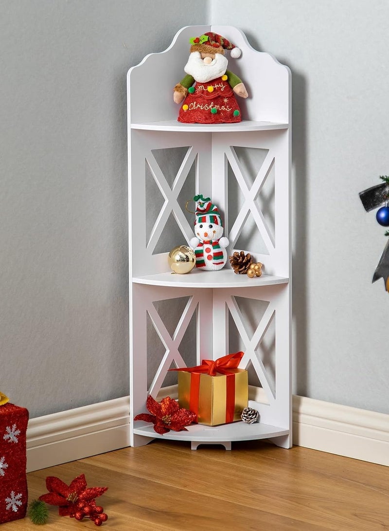 تي بي جي بي رف زاوية، أرفف زاوية لغرفة المعيشة، تخزين أرفف صغيرة، حامل زاوية للتخزين، طاولة صغيرة مثالية للمساحات الصغيرة، أبيض - Image 5