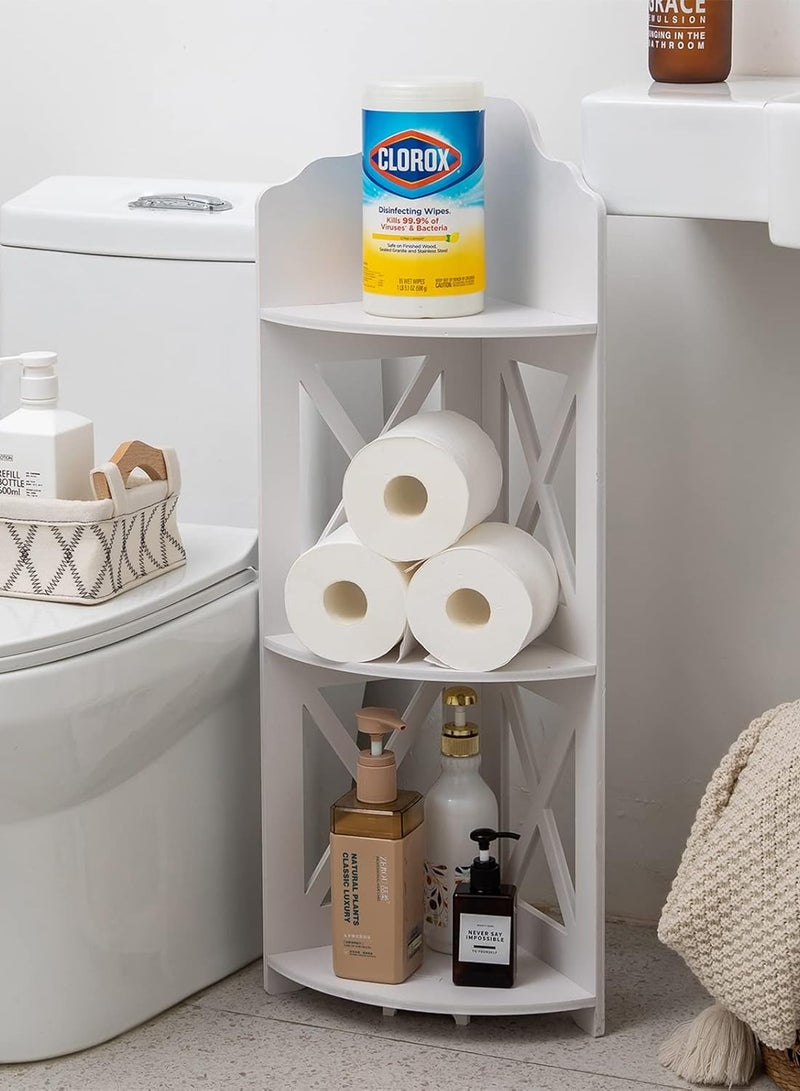 تي بي جي بي رف زاوية، أرفف زاوية لغرفة المعيشة، تخزين أرفف صغيرة، حامل زاوية للتخزين، طاولة صغيرة مثالية للمساحات الصغيرة، أبيض - Image 4